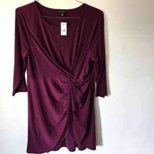 Lane Bryant dress NWT burgundy 14/16 faux wrap stretch comfort fall dress